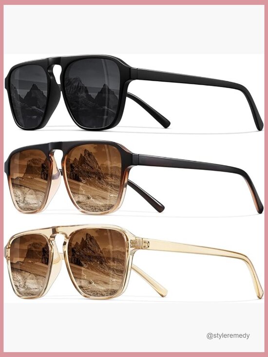 Polarized Retro Aviator Sunglasses, UV400 Protection, Plastic Frame main image 6